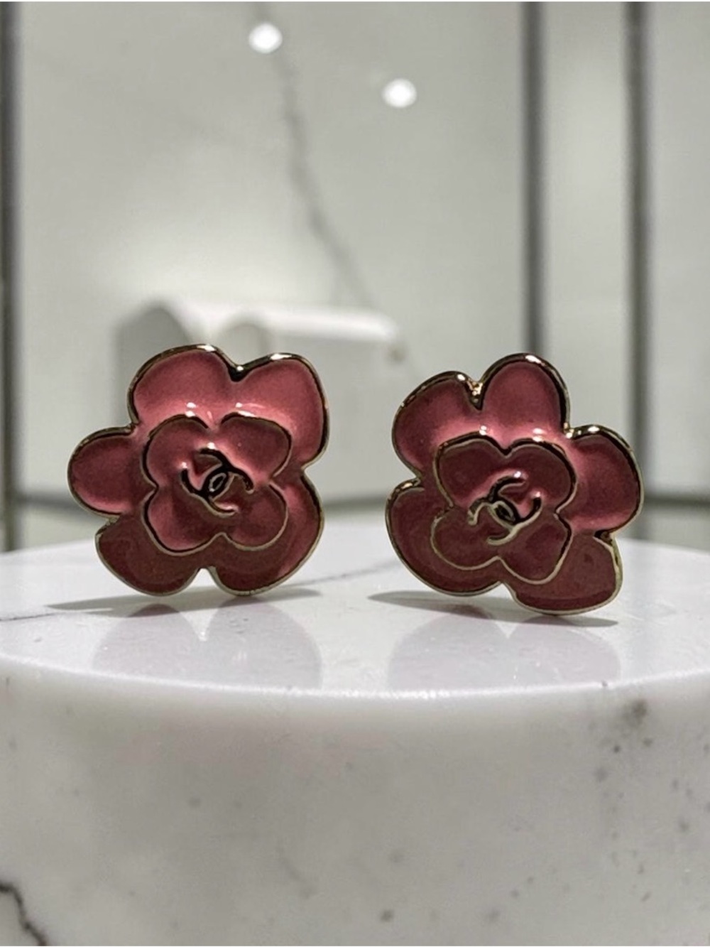 🩷Pink Enamel Flower Stud Earrings
